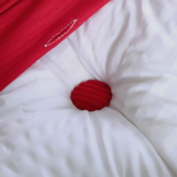 Buttoned Wedge Pillow Cushion Corduroy Fabric Red - Image 10