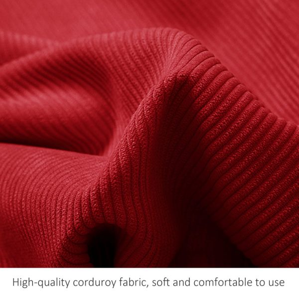 Buttoned Wedge Pillow Cushion Corduroy Fabric Red - Image 11