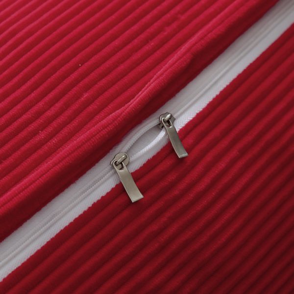 Buttoned Wedge Pillow Cushion Corduroy Fabric Red - Image 12