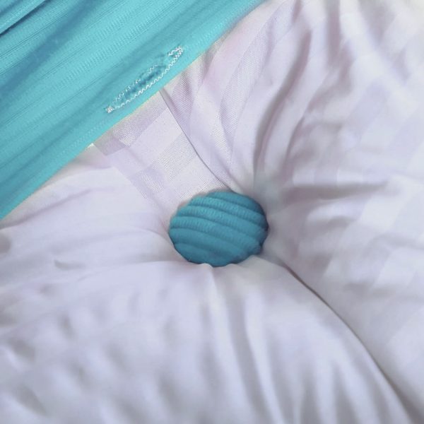 Buttoned Wedge Pillow Cushion Corduroy Fabric Sky Blue - Image 12