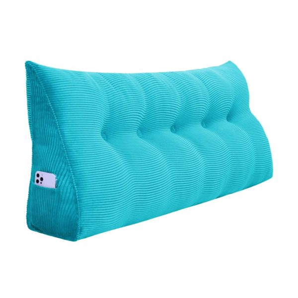 Buttoned Wedge Pillow Cushion Corduroy Fabric Sky Blue - Image 15