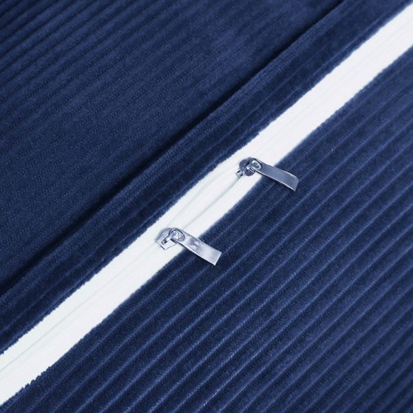 Buttoned Wedge Pillow Cushion Corduroy Fabric Blue - Image 8