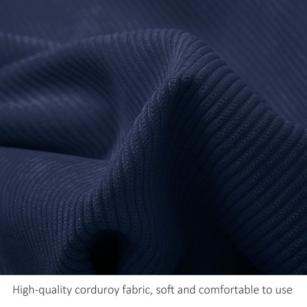 Buttoned Wedge Pillow Cushion Corduroy Fabric Blue - Image 9