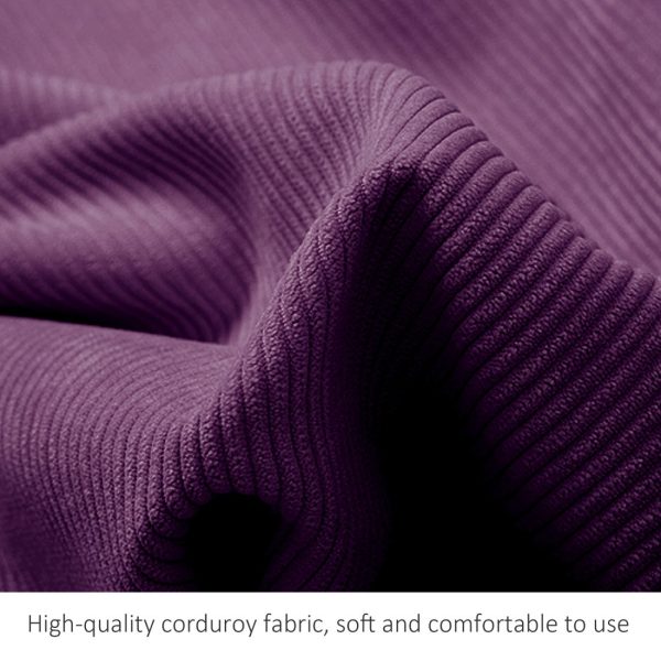 Buttoned Wedge Pillow Cushion Corduroy Fabric Purple - Image 9