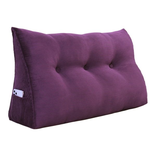 Buttoned Wedge Pillow Cushion Corduroy Fabric Purple - Image 13