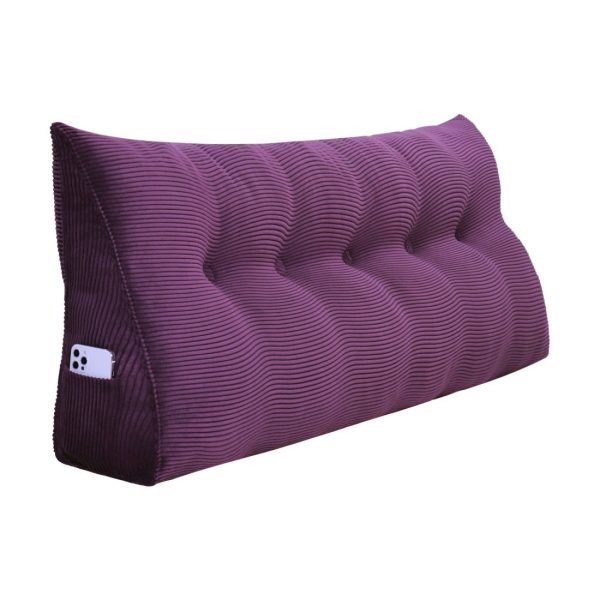 Buttoned Wedge Pillow Cushion Corduroy Fabric Purple - Image 14