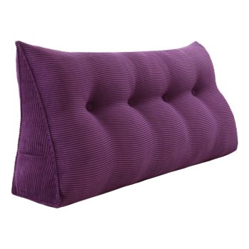 Buttoned Wedge Pillow Cushion Corduroy Fabric Purple