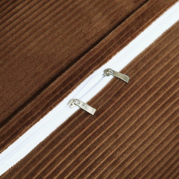 Buttoned Wedge Pillow Cushion Corduroy Fabric Brown - Image 11