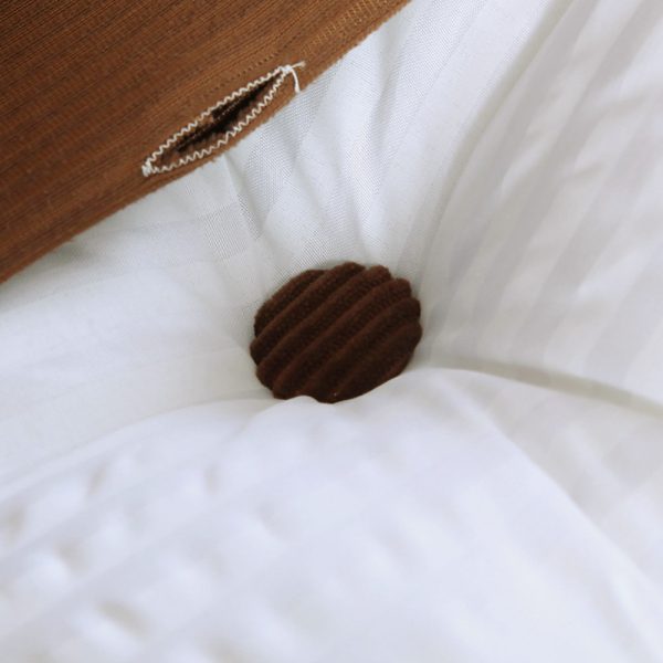 Buttoned Wedge Pillow Cushion Corduroy Fabric Brown - Image 10