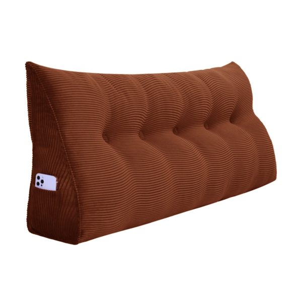 Buttoned Wedge Pillow Cushion Corduroy Fabric Brown - Image 15
