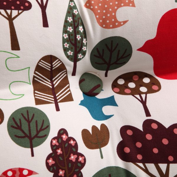 Buttoned Reading Pillow Cushion Cotton Canvas Fabric Forest Symphony - Image 9