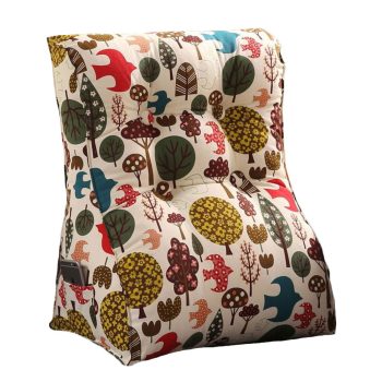 Buttoned Reading Pillow Cushion Cotton Canvas Fabric Forest Symphony