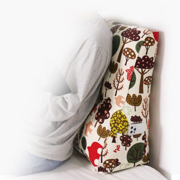 Buttoned Reading Pillow Cushion Cotton Canvas Fabric Forest Symphony - Image 6