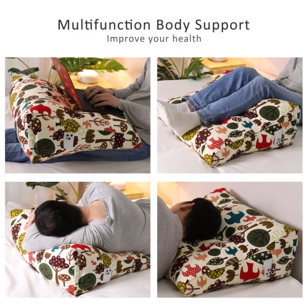 Buttoned Reading Pillow Cushion Cotton Canvas Fabric Forest Symphony - Image 4