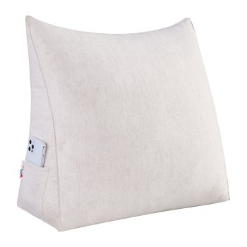 Reading Pillow Cushion Polyester And Linen Blend Fabric White