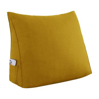 Reading Pillow Cushion Polyester And Linen Blend Fabric Yellow