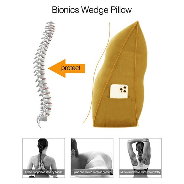 Reading Pillow Cushion Polyester And Linen Blend Fabric Yellow - Image 4