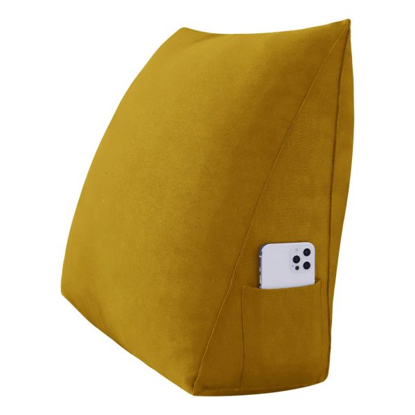 Reading Pillow Cushion Polyester And Linen Blend Fabric Yellow - Image 2