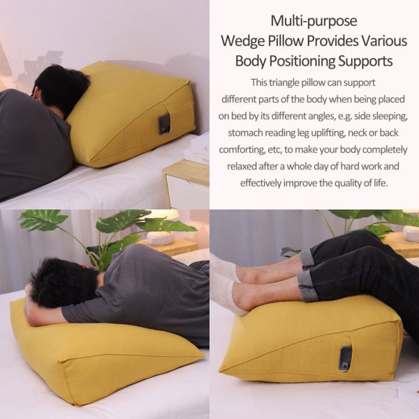 Reading Pillow Cushion Polyester And Linen Blend Fabric Yellow - Image 5
