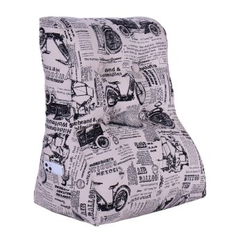Buttoned Reading Pillow Cushion Cotton Canvas Fabric Old Newspaper
