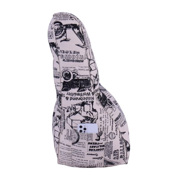 Buttoned Reading Pillow Cushion Cotton Canvas Fabric Old Newspaper - Image 6