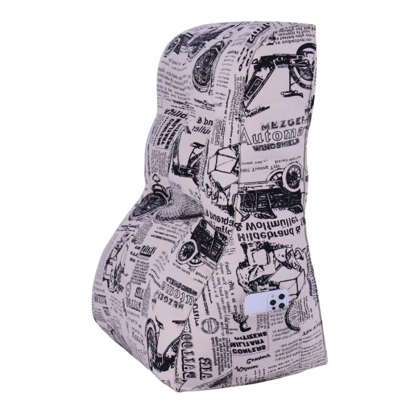Buttoned Reading Pillow Cushion Cotton Canvas Fabric Old Newspaper - Image 5