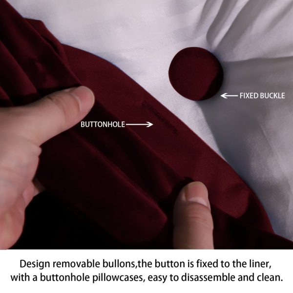 Buttoned Body Pillow Cushion Velvet Fabric Red - Image 15
