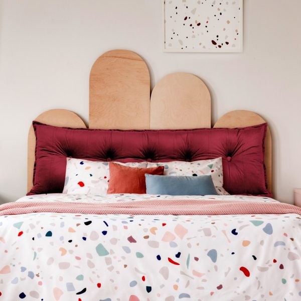 Buttoned Body Pillow Cushion Velvet Fabric Red - Image 5
