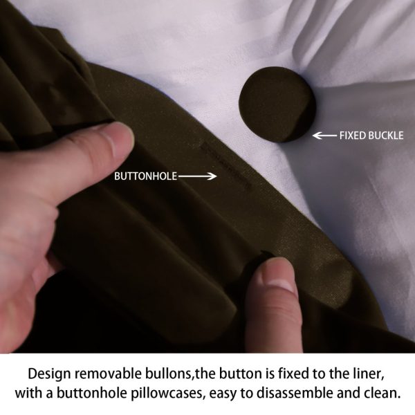 Buttoned Body Pillow Cushion Velvet Fabric Coffee Color - Image 10