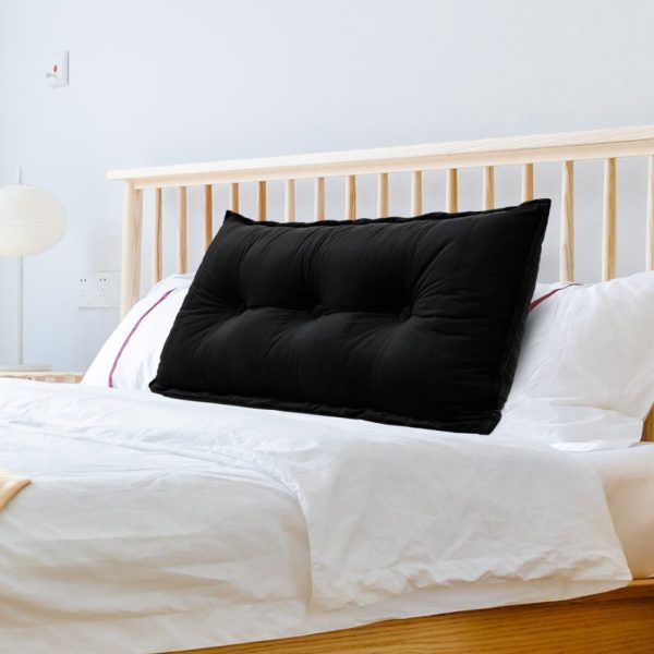 Buttoned Body Pillow Cushion Velvet Fabric Black - Image 10