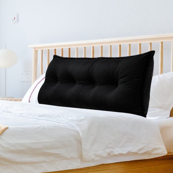 Buttoned Body Pillow Cushion Velvet Fabric Black - Image 11