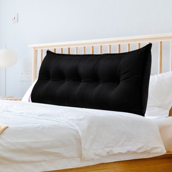 Buttoned Body Pillow Cushion Velvet Fabric Black - Image 12