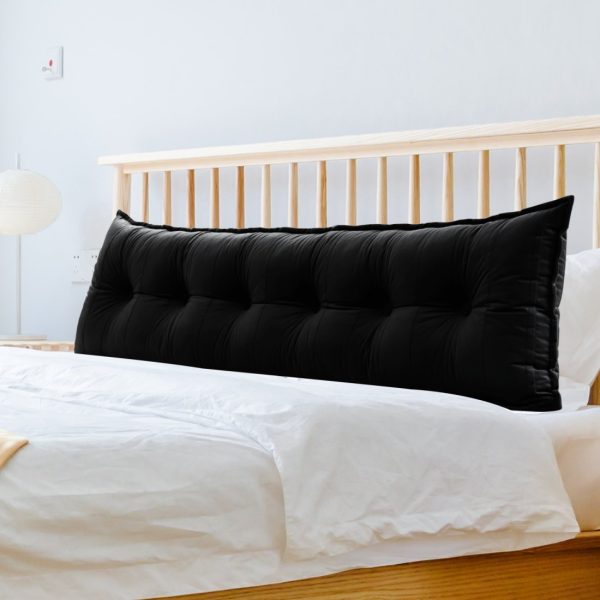 Buttoned Body Pillow Cushion Velvet Fabric Black - Image 13