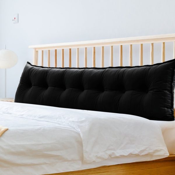 Buttoned Body Pillow Cushion Velvet Fabric Black - Image 14
