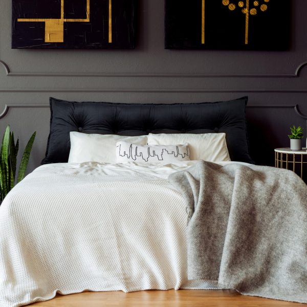Buttoned Body Pillow Cushion Velvet Fabric Black - Image 4