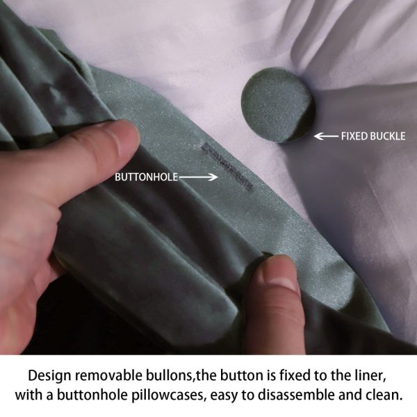Buttoned Body Pillow Cushion Velvet Fabric Gray - Image 12