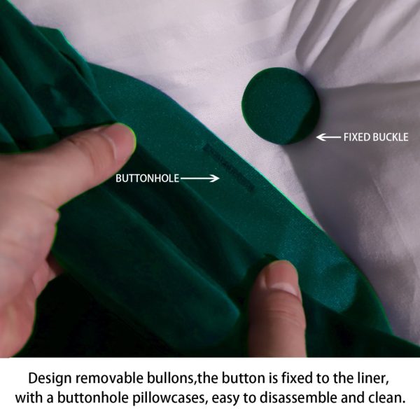 Buttoned Body Pillow Cushion Velvet Fabric Cyan - Image 8