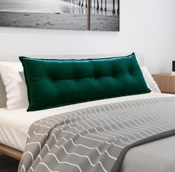 Buttoned Body Pillow Cushion Velvet Fabric Cyan - Image 11