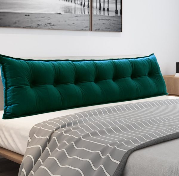 Buttoned Body Pillow Cushion Velvet Fabric Cyan - Image 13
