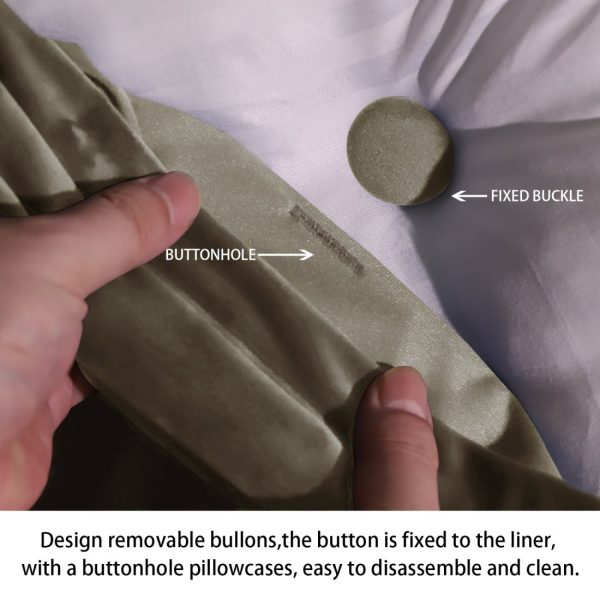 Buttoned Body Pillow Cushion Velvet Fabric Brown - Image 8