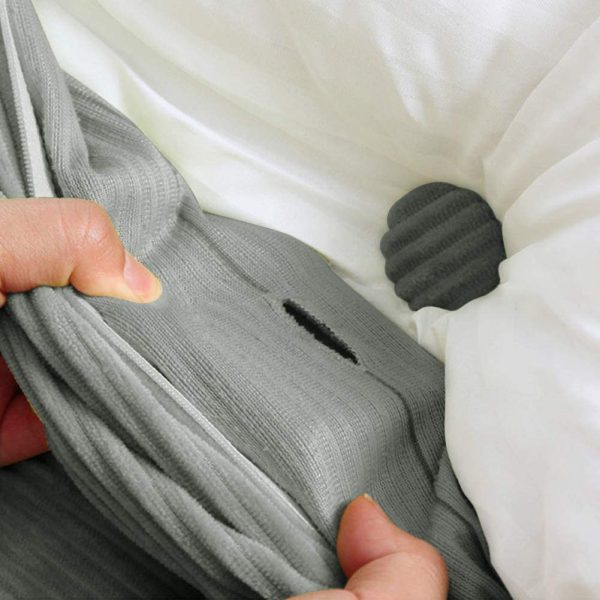 Buttoned Wedge Pillow Cushion Corduroy Fabric Gray - Image 11