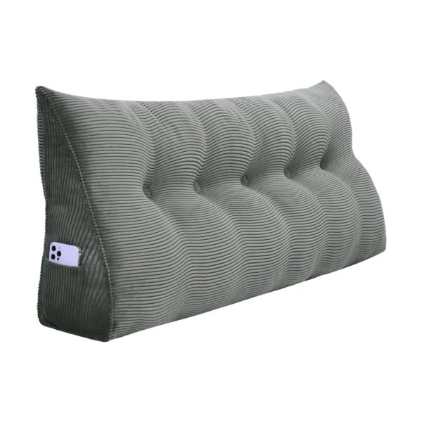 Buttoned Wedge Pillow Cushion Corduroy Fabric Gray - Image 15
