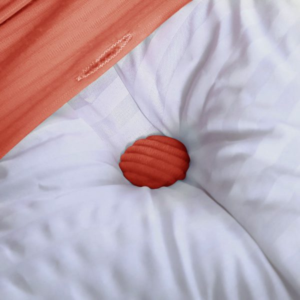 Buttoned Wedge Pillow Cushion Corduroy Fabric Orange - Image 11