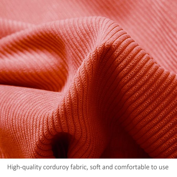Buttoned Wedge Pillow Cushion Corduroy Fabric Orange - Image 12