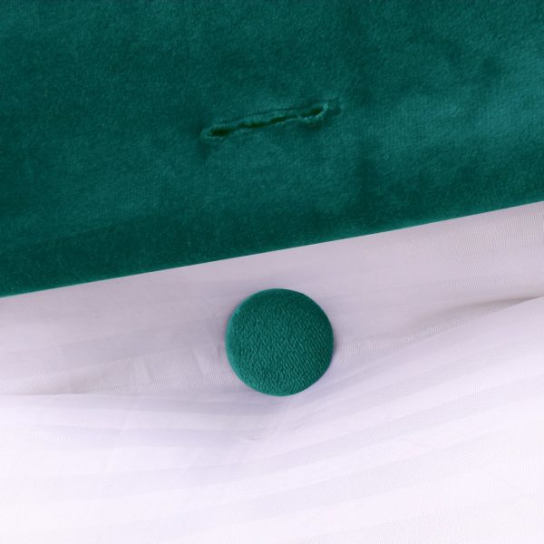Buttoned Wedge Pillow Cushion Velvet Fabric Cyan - Image 10