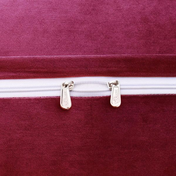 Buttoned Wedge Pillow Cushion Velvet Fabric Red - Image 8