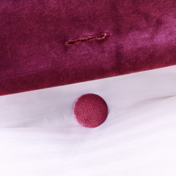 Buttoned Wedge Pillow Cushion Velvet Fabric Red - Image 9