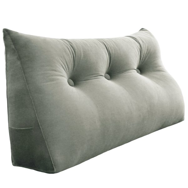 Buttoned Wedge Pillow Cushion Velvet Fabric Brown - Image 9