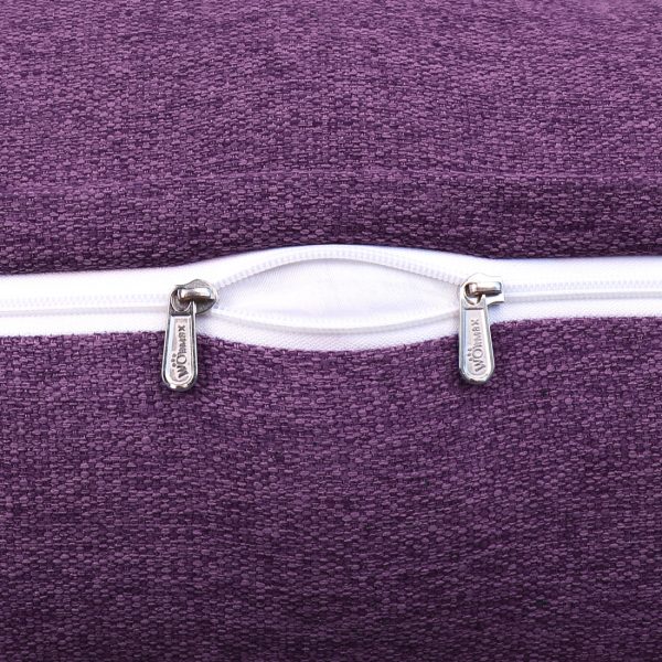 Buttoned Wedge Pillow Cushion Polyester And Linen Blend Fabric Purple - Image 3