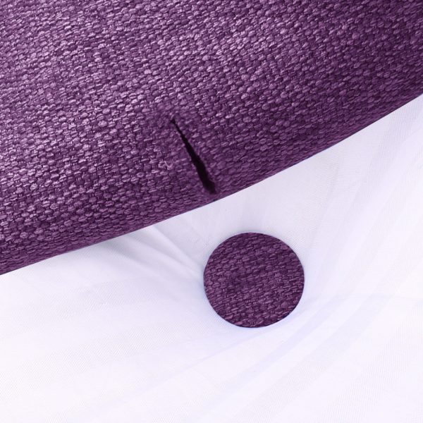 Buttoned Wedge Pillow Cushion Polyester And Linen Blend Fabric Purple - Image 4
